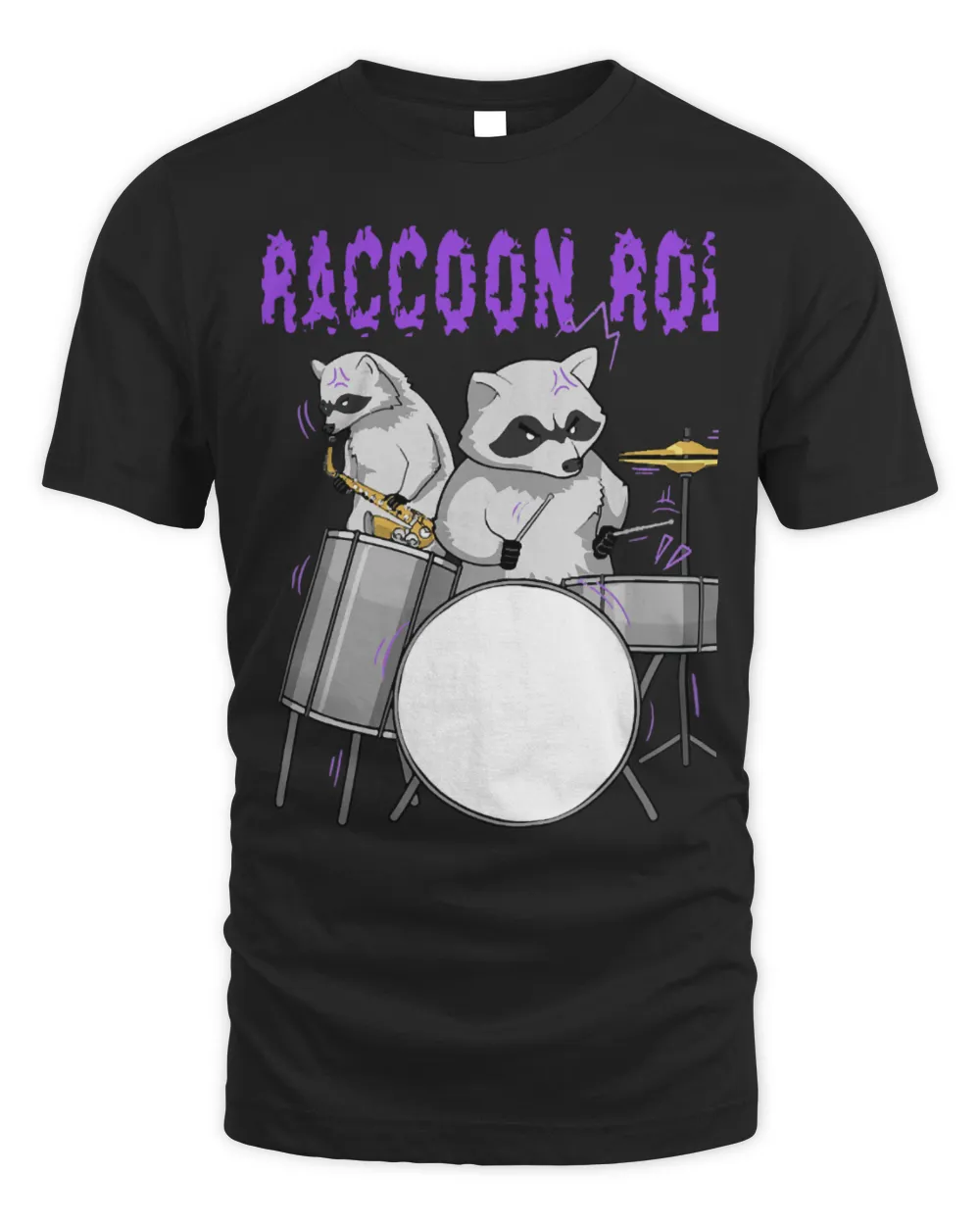 Funny Drummer Raccoons Drummer Raccoon And Roll Music Trash Panda For Men Women Unisex Standard T-Shirt black s