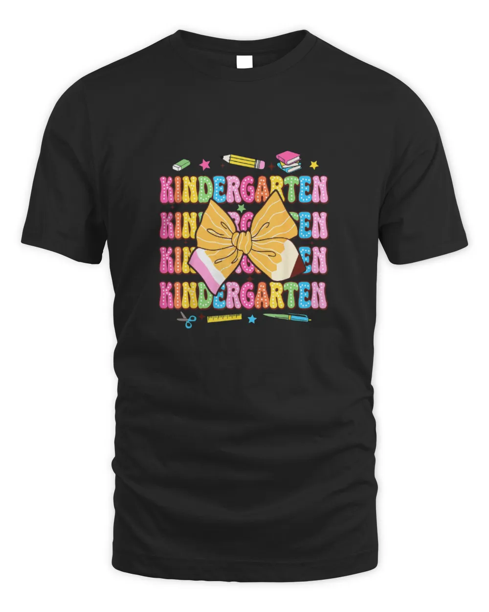 Coquette Bow Pencil Retro Kindergarten Funny Back To School Men's Standard T-Shirt black s