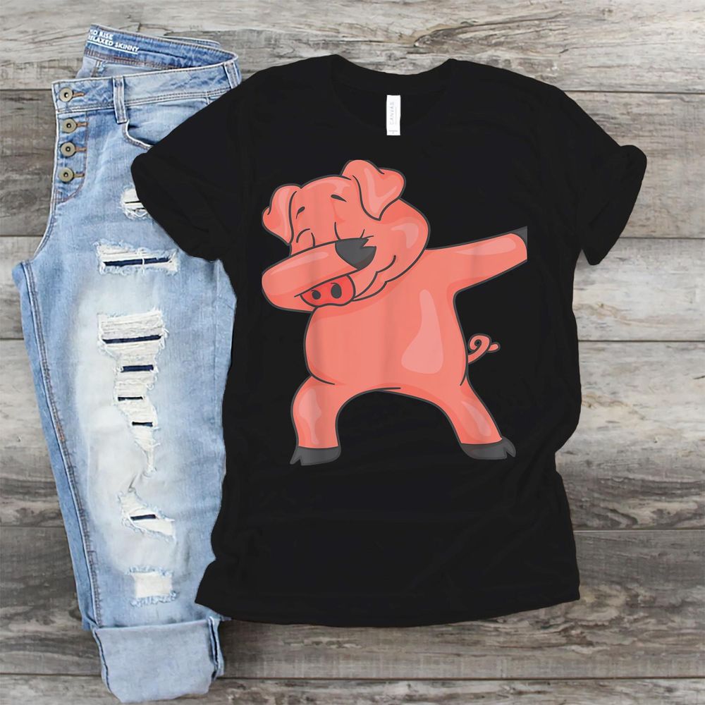 Dabbing Pig Cute Piggy Lovers Funny Farmer Dab Pork Gift T-Shirt Unisex Standard T-Shirt black s