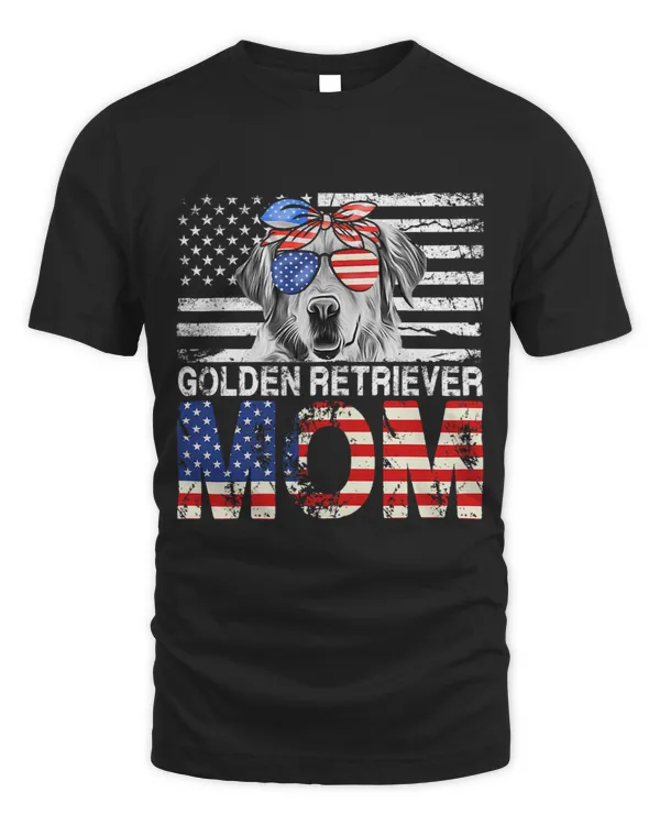Womens Cool Golden Retriever Mom USA Flag Patriotic Mothers Day