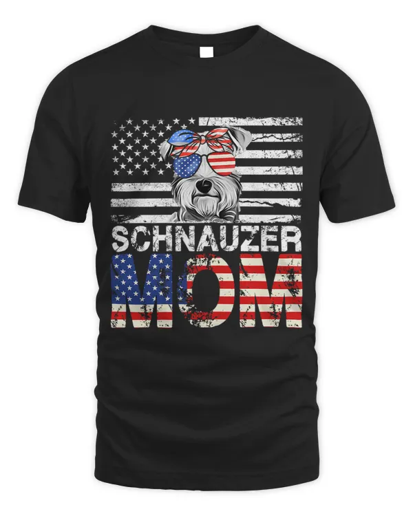 Womens Cool Schnauzer Mom USA Flag Patriotic Mothers Day
