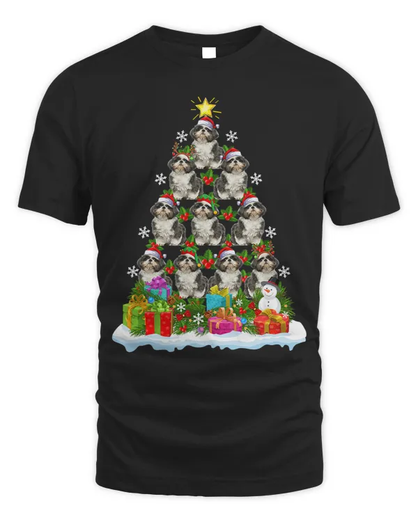 Xmas Holiday Funny Santa Shih Tzu Dog Christmas Tree 3