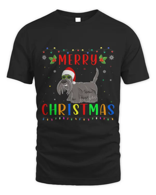 Xmas Light Scottish Terrier Dog Matching Christmas Pajama