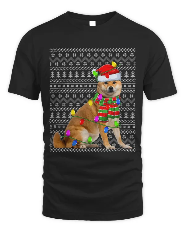 Xmas Lighting Ugly Santa Shiba Inu Dog Christmas