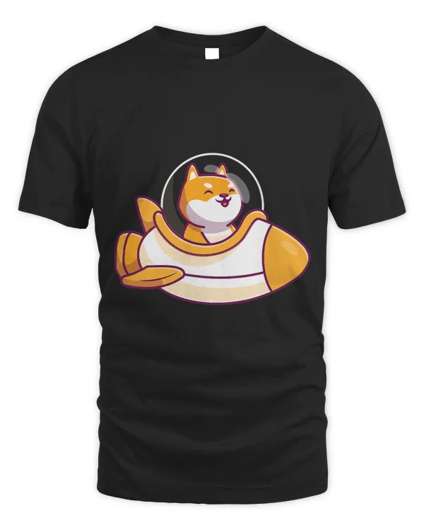 Cute Happy shiba inu dog rocket astronaut moon galaxy