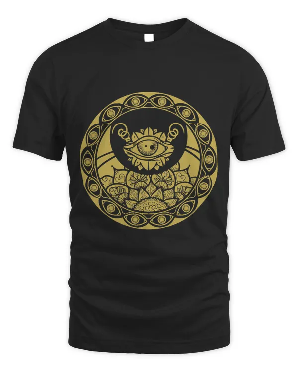 Evil Eye Golden Mandala Crescent Moon