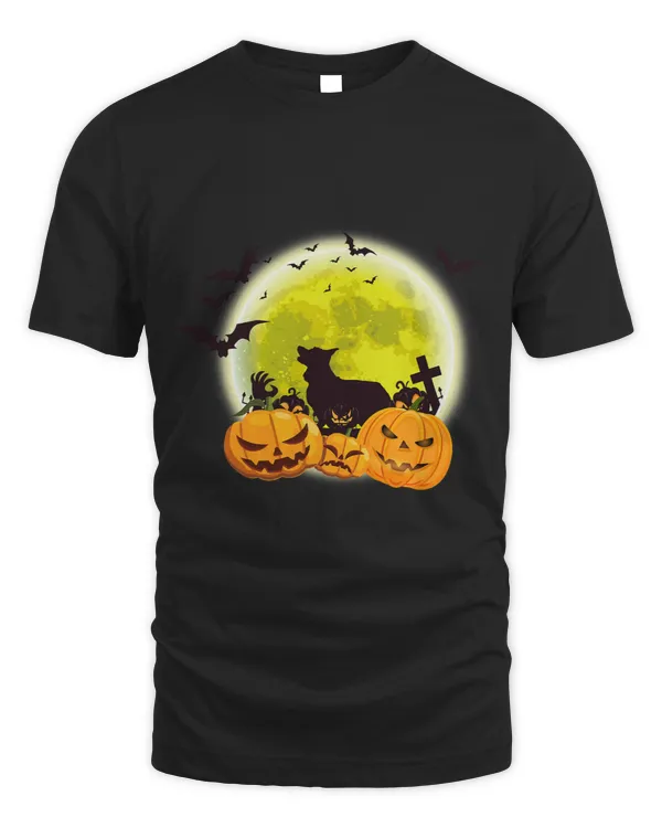 Cute Corgi Dog Moon Pumpkin Halloween Costume Dog Lovers