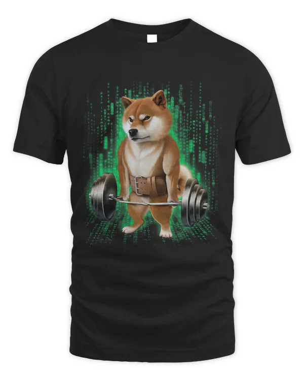 Shiba Dog Muscle Training with Barbell Shrug Bar in Cyber