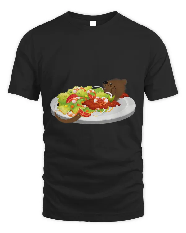 Cute otter in a shrimp salad
