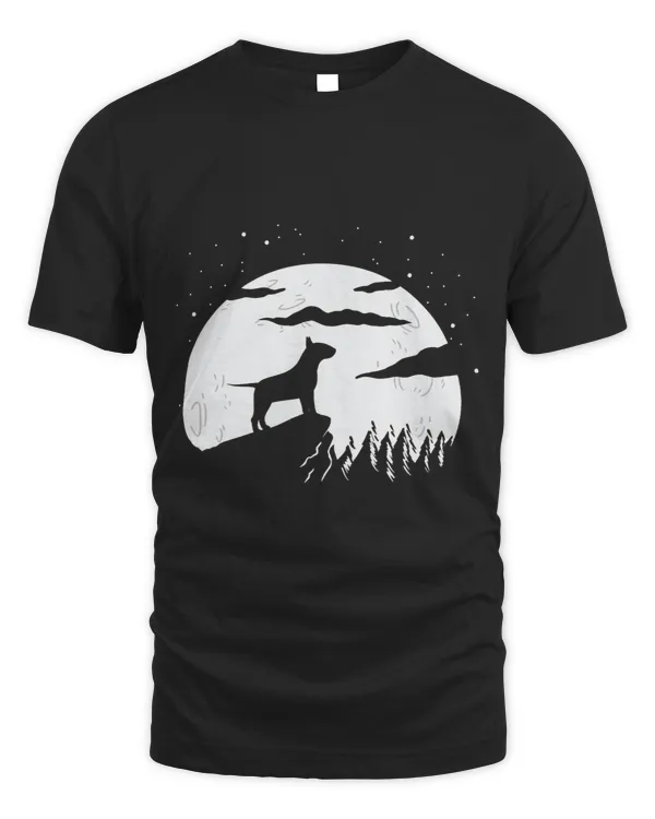 Bull Terrier Howls Moon an Funny Bully Motif