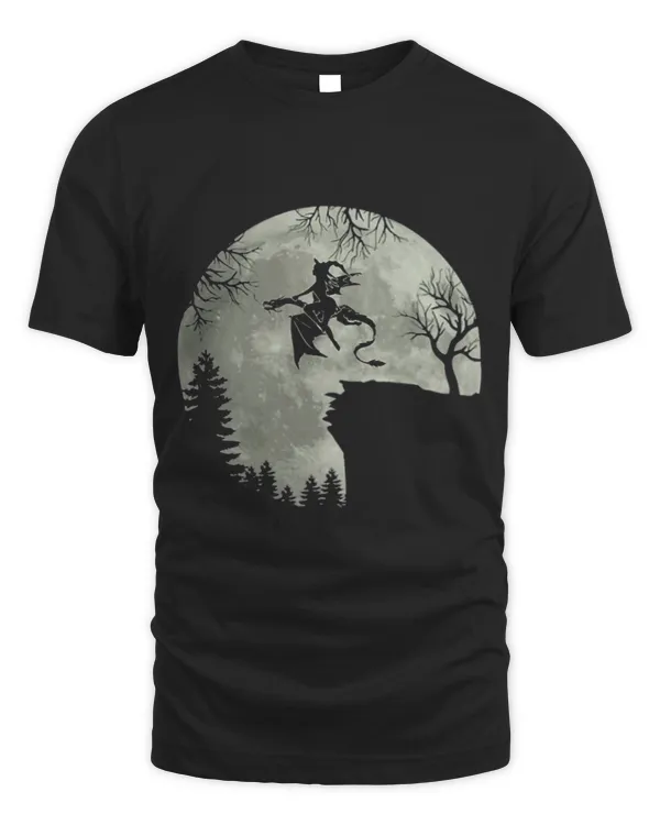 Dragon Animals Witch Ride Dragon in Forest Moon