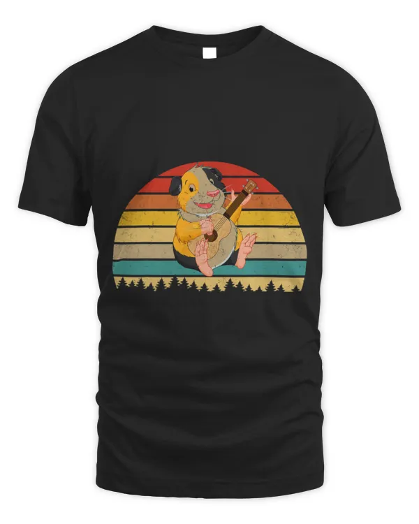 Funny Guitar GP Guinea Pig Vintage Retro Guinea Pig Playing Guitar Guitarist Lover