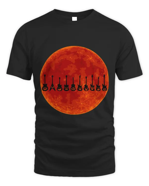 Funny Guitar Halloween Jack OLantern Guitars With Full Moon Men Women Guitarist