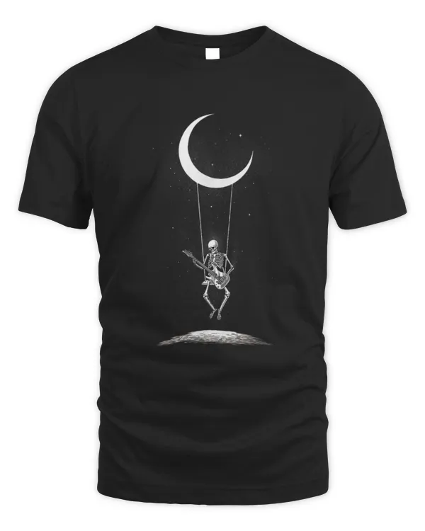 Funny Guitar Happy Halloween Funny Skeleton Playing Guitar Under The Moon Guitarist