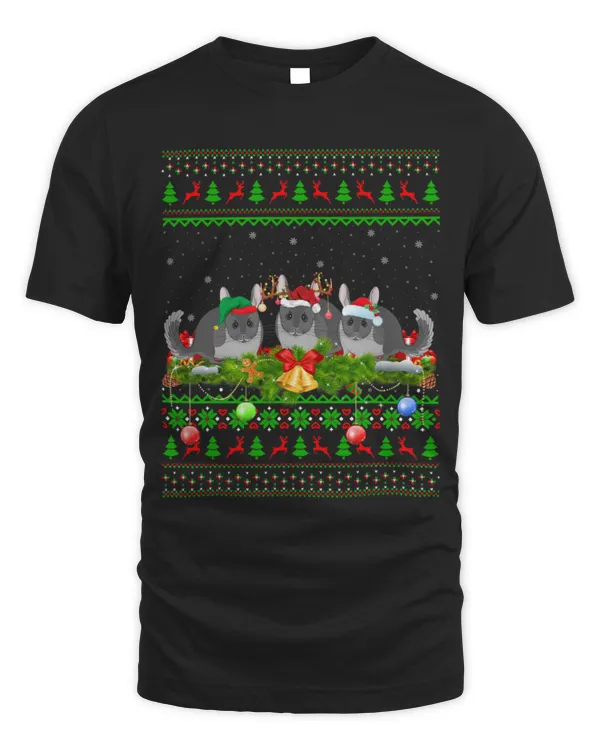 Chinchilla Mammal Xmas Lighting Santa Ugly Chinchilla Christmas