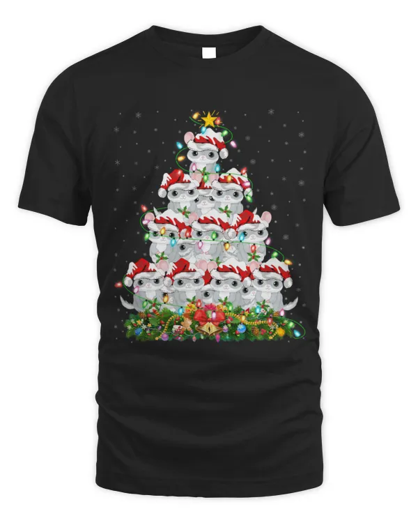 Chinchilla Mammal Xmas Lights Santa Chinchilla Christmas Tree