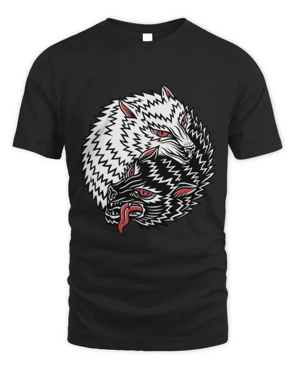 Coyote Mammal Yin Yang Old School Wild Animal Howl Retro 70s Wolves