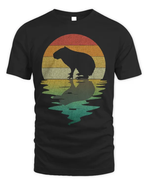 Capybara Mammal Silhouette Sunset Retro Vintage 70s Nature Lover