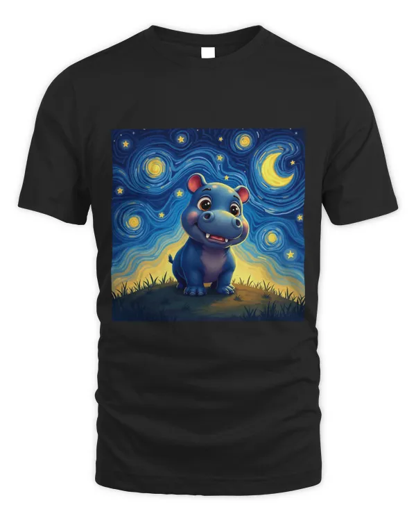 Hippo Pet Cute Moo Deng Starry Night Style Funny Baby Hippo