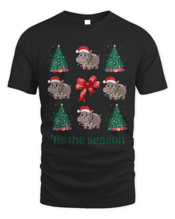 Hippo Pet Cute Moo Deng Hippo Tis The Season Merry Christmas Vibes 1