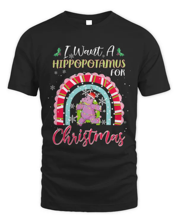 Hippo Pet I Want A Hippopotamus For Xmas Santa Reindeer Hippo Rainbow 9