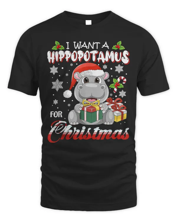 Hippo Pet I Want A Hippopotamus For Christmas Xmas Lights Santa Hippo 341