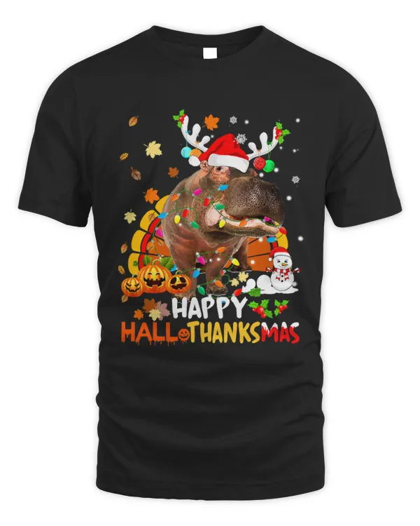 Hippo Pet Happy Hallothanksmas Hippo Lover Halloween Merry Christmas