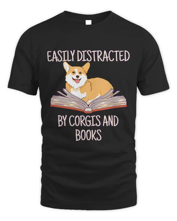 Funny Corgi Pet Dog Easily Distracted By Corgis And Books 1