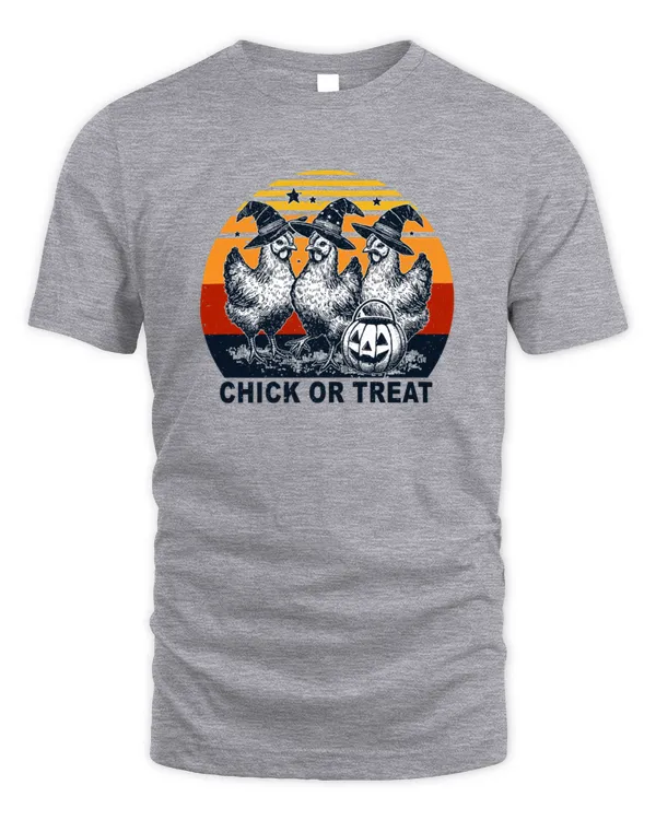 Halloween Chick or Treat Pumpkin Chicken Girl Farmer