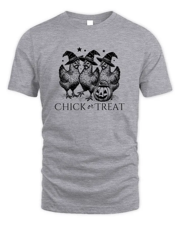 Halloween Chick or Treat Pumpkin Chicken Girl Farmer