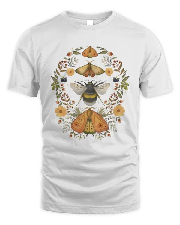 Moth & Bee T-Shirt, Cottagecore Moth Shirt, Dark Academia Moth T-Shirt, Butterfly Forestcore Top
