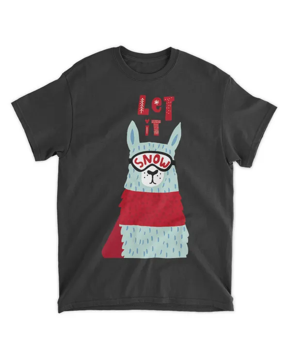 Enjoy Cool Funny Christmas Llama Let It Snow Graphic Anime