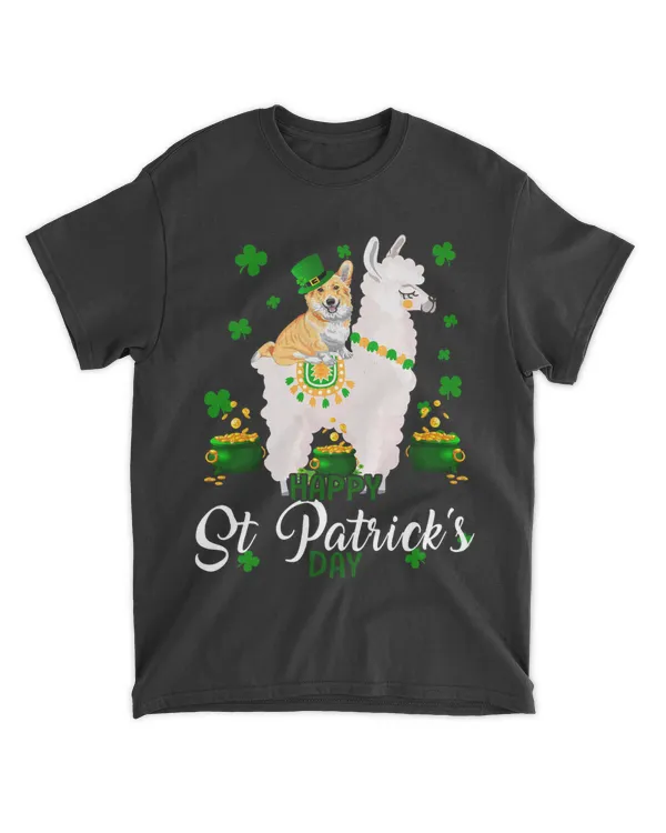 Happy St. Patrick Day Funny Leprechaun Corgi Riding Llama