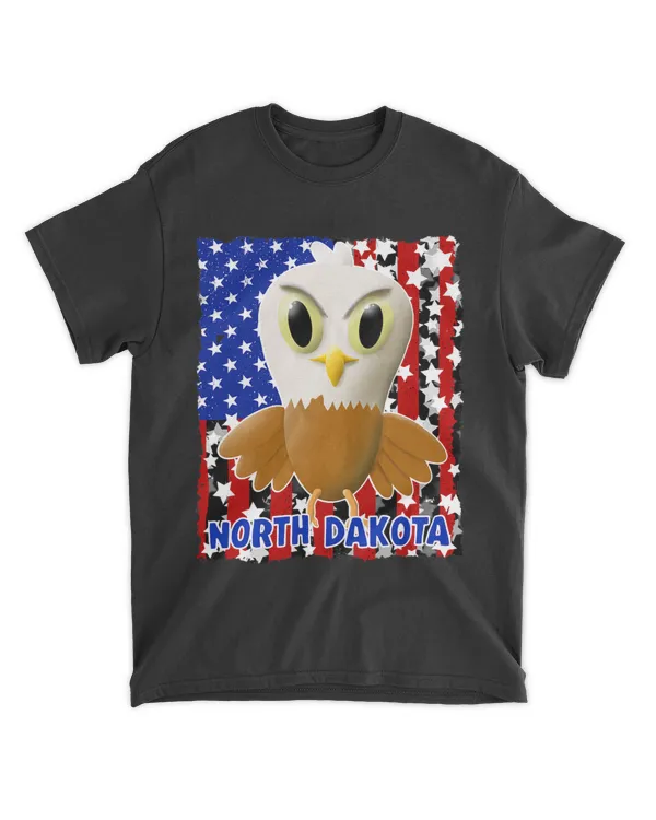 Kids North Dakota Bald Eagle American Flag Boys Girls