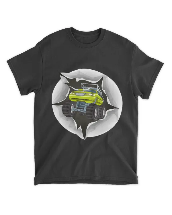 Retro Vintage Monster Truck Crushing Wall