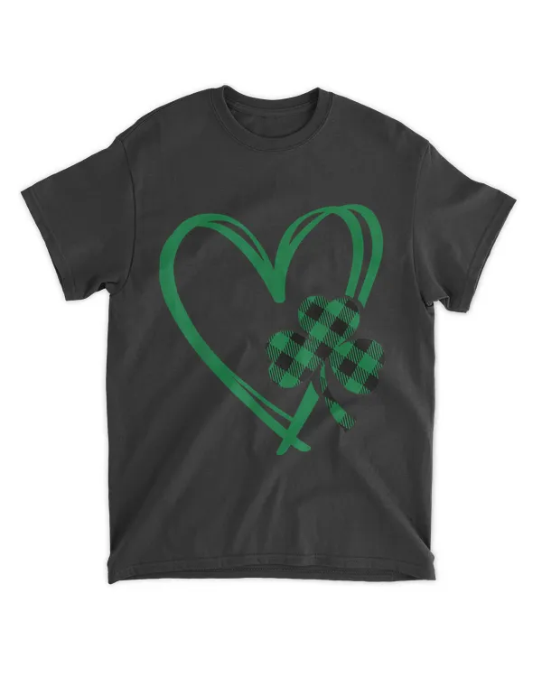 St Patricks Day Shamrock Irish Heart Buffalo Plaid