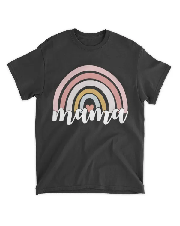 Retro Mama Pink Rainbow Cute Mothers Day T-Shirt