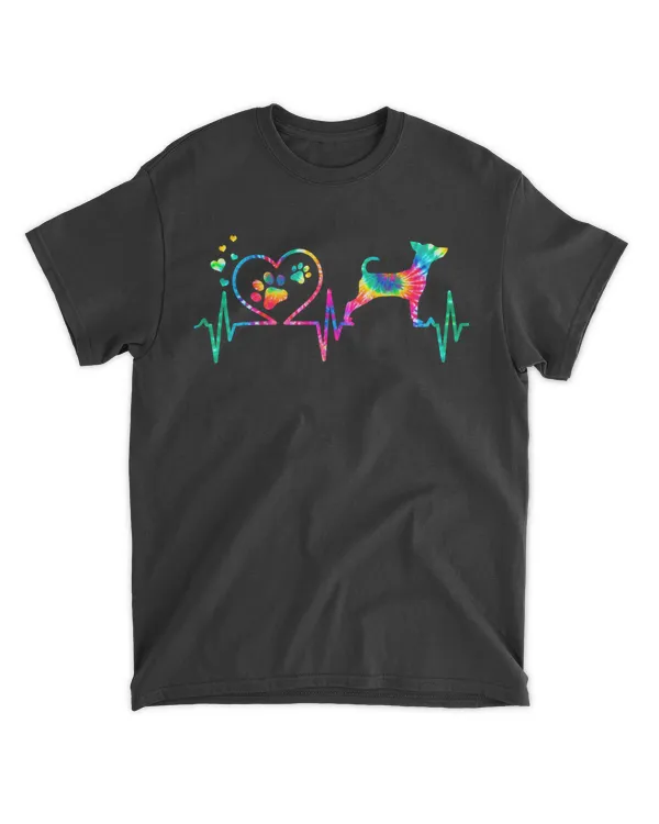 Min Pin Miniature Pinscher Mom Dad Heartbeat Tie Dye Gift T-Shirt