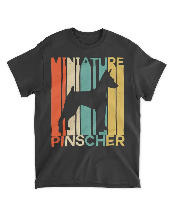 Retro Min Pin Vintage Miniature Pinscher Silhouette Dog Love T-Shirt