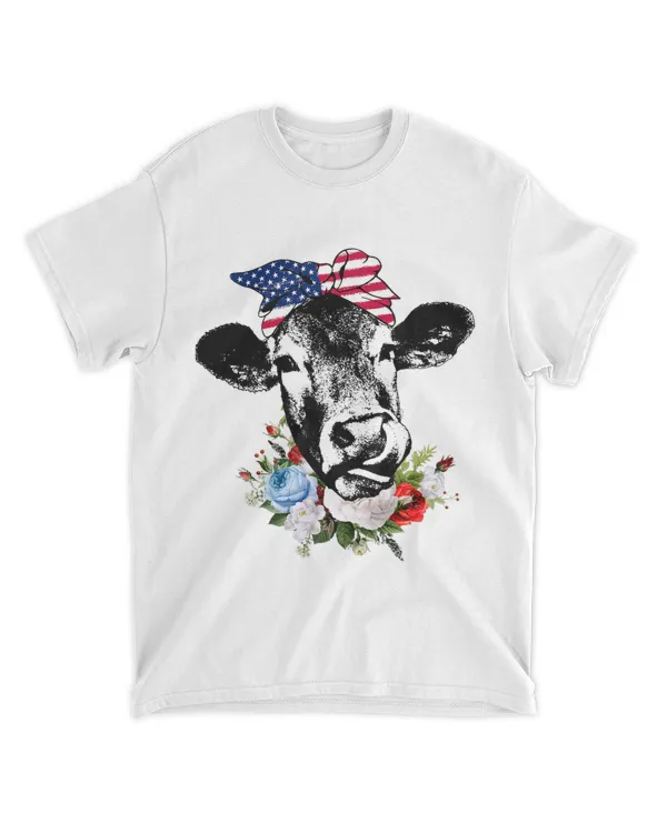4th of July Patriotic Cow Bandana American Flag Funny Gift
