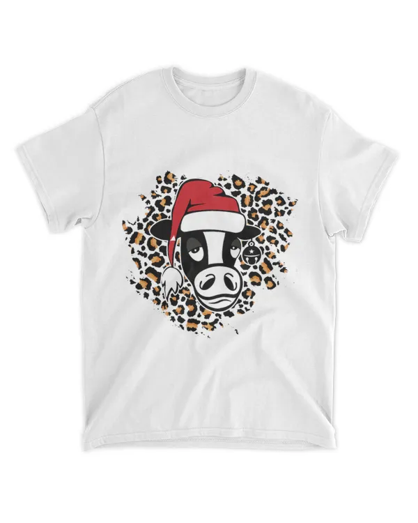Merry Christmas Cow Lover Country Southern Leopard Xmas