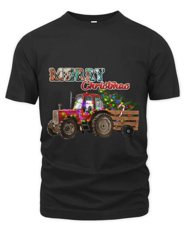 Farm Christmas Tree Tractor Xmas Farmer Girl Merry Christmas