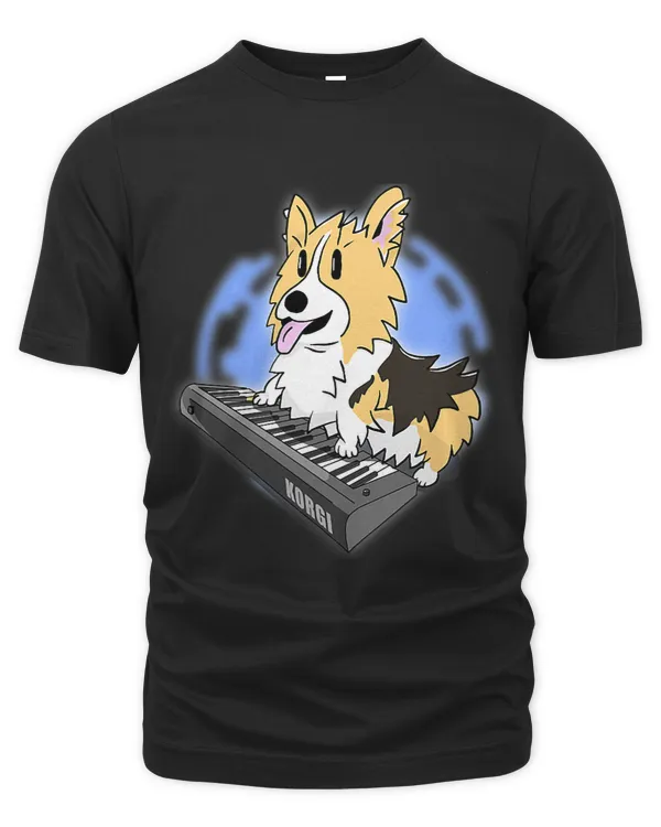 Corgi Keyboard Playing Music Band Member Blue Aura