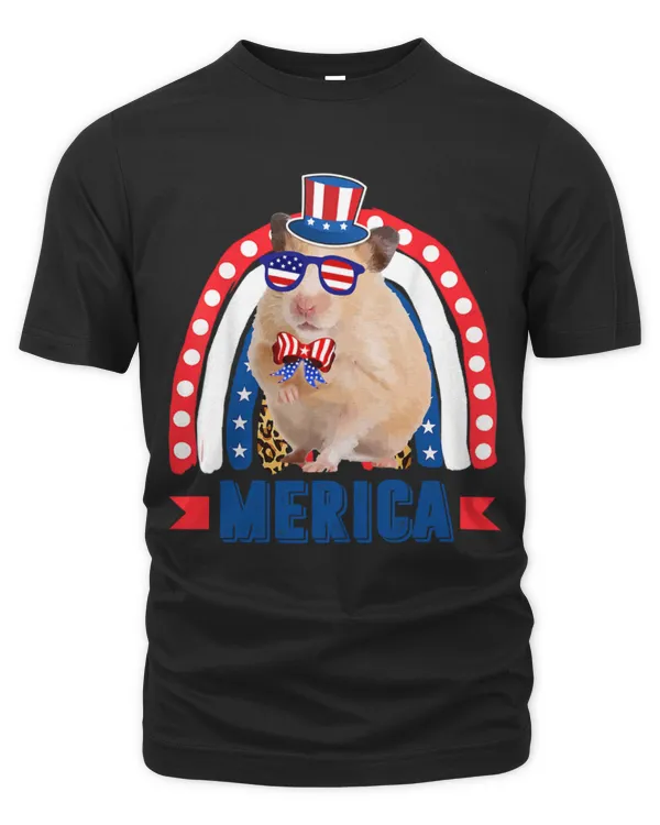 Hamster Pet Rainbow Leopard Merica Flag 4th of July Men Women