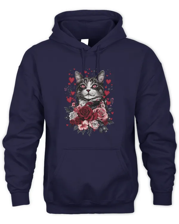 Valentines Day Cat Graphic Cute Aesthetic Cat Long Sleeve