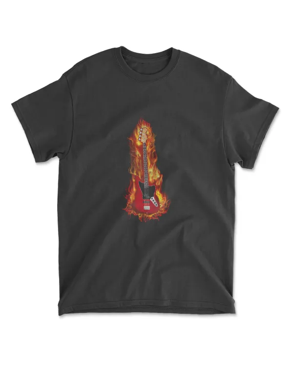 Bass Guitar Player Gift Fire Musical Instrument Bass T-Shirt
