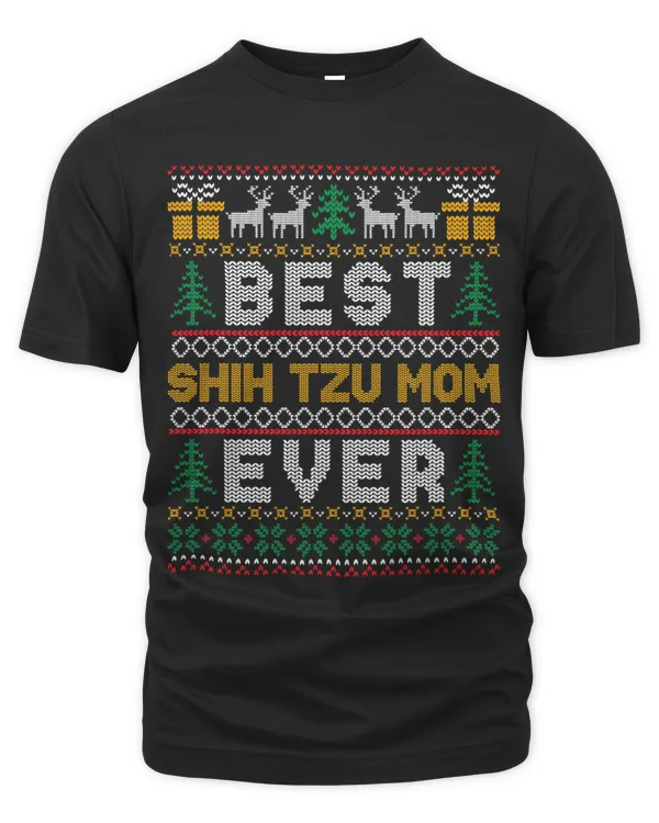Xmas Matching Best Shih Tzu Mom Ever Ugly Christmas Sweater