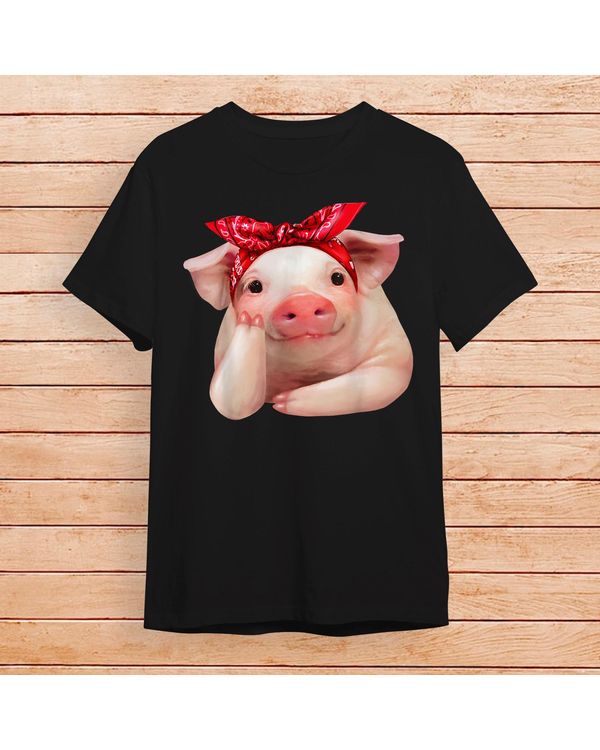 Red Bandanna Pig Funny I Love Piggy T Shirt