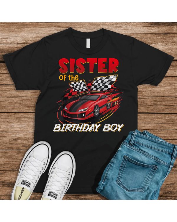 Car Racing Sister of Birthday Boy Formula Race Car Driver T-Shirt