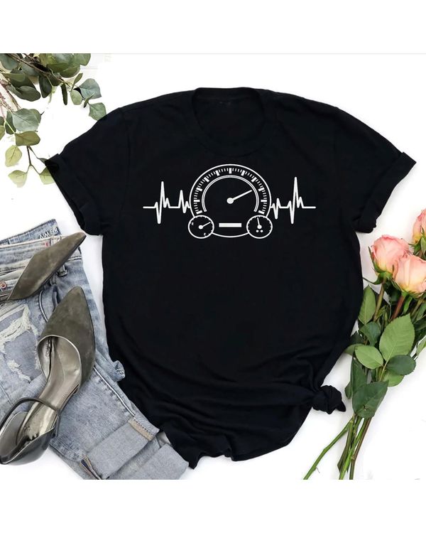 Car Speedometer Tee - Auto Mechanic Guys Heartbeat T-Shirt